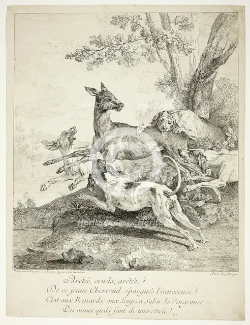 Deer Attacked by Dogs, 1725. Creator: Jean-Baptiste Oudry.