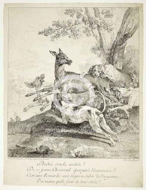 Deer Attacked by Dogs, 1725. Creator: Jean-Baptiste Oudry.