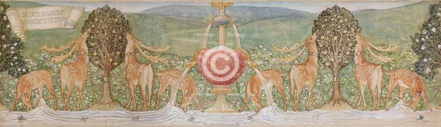Deer by a Fountain, 1888. Creator: Sir Edward Coley Burne-Jones.