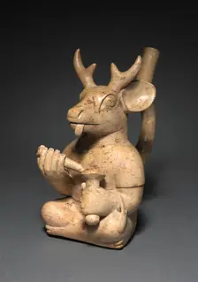 Deer-Headed Figure Vessel, 200-850. Creator: Unknown