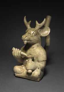 Deer-Headed Figure Vessel, 200-850. Creator: Unknown