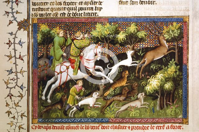 Deer hunt, 15th century. Artist: Unknown