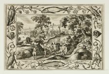 Deer Hunt, from Landscapes with Old and New Testament Scenes and Hunting Scenes, 1584. Creator: Adriaen Collaert