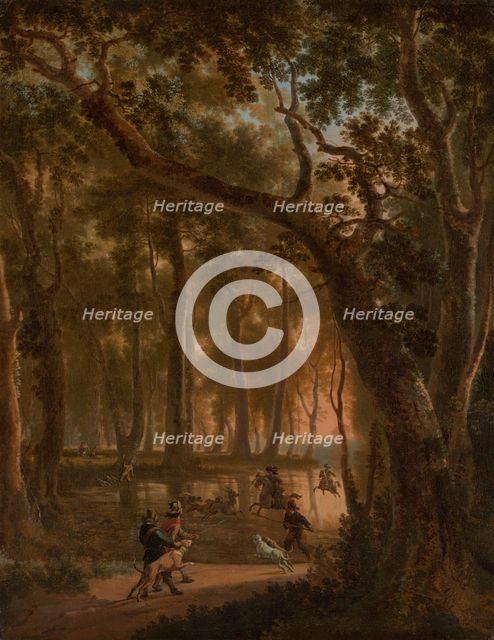 Deer Hunt in a Forest. Creator: Jan Hackaert.