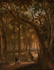 Deer Hunt in a Forest. Creator: Jan Hackaert