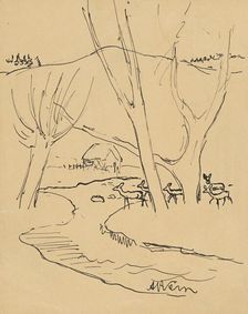 Deer in the forest, 1920-1929. Creator: Arnold Peter Weisz-Kubincan