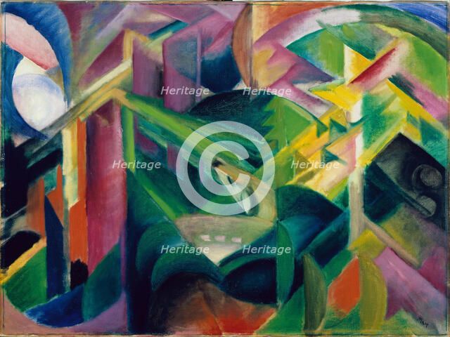 Deer in Cloister Garden. Artist: Marc, Franz (1880-1916)