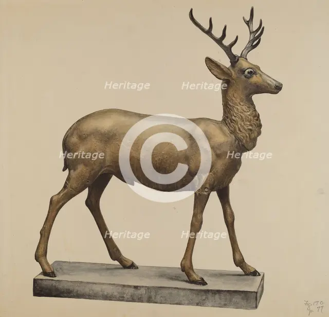 Deer Lawn Figure, c. 1940. Creator: Elisabeth Fulda.