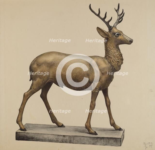 Deer Lawn Figure, c. 1940. Creator: Elisabeth Fulda.