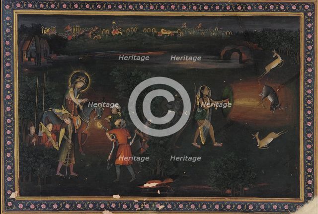 Deer-stalking at night, 18th century. Creator: Mir Kalan Khan.