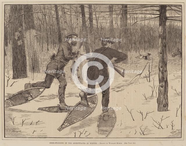 Deer-Stalking in the Adirondacks in Winter, published 1871. Creator: Winslow Homer.
