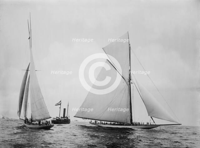 Defender, Valkyrie III, 1895 Sept 7, c1895. Creator: John S Johnston.