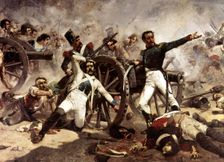 Defenses in the park of artillery during the Dos de Mayo in Madrid, 1884