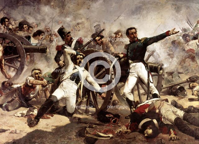 Defenses in the park of artillery during the Dos de Mayo in Madrid, 1884.