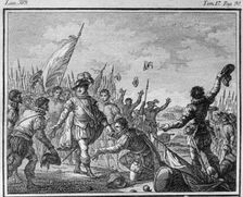 Defeat of the Arabs in Ourique, 1139, Alphonse I Enriquez (1110-1168) is proclaimed King of Portu…