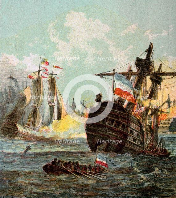 'Defeat of the Dutch Fleet', 1666 (c1850s). Artist: Unknown