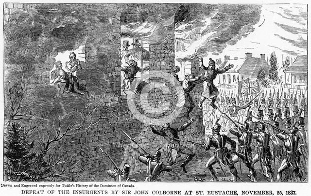 'Defeat of the Insurgents by Sir John Colborne at St Eustache, 25 November 1837', (1877). Artist: Unknown