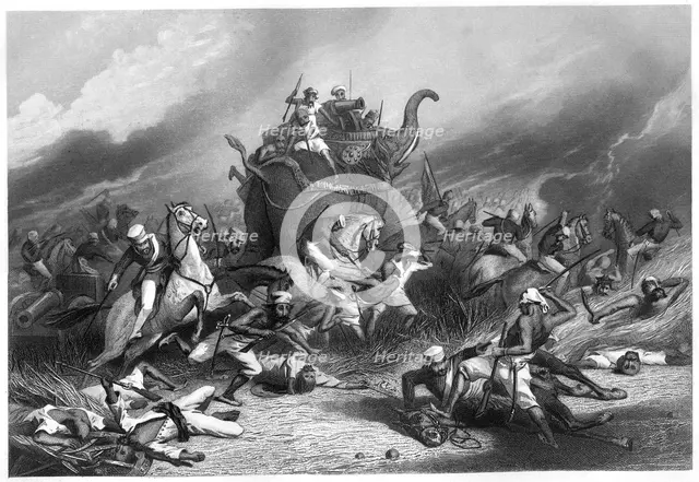 'Defeat of the Peishwa's army before Jhansi by General Rose, 1st April 1858', (c1860). Artist: Unknown