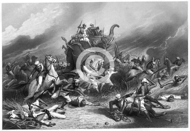 'Defeat of the Peishwa's army before Jhansi by General Rose, 1st April 1858', (c1860). Artist: Unknown