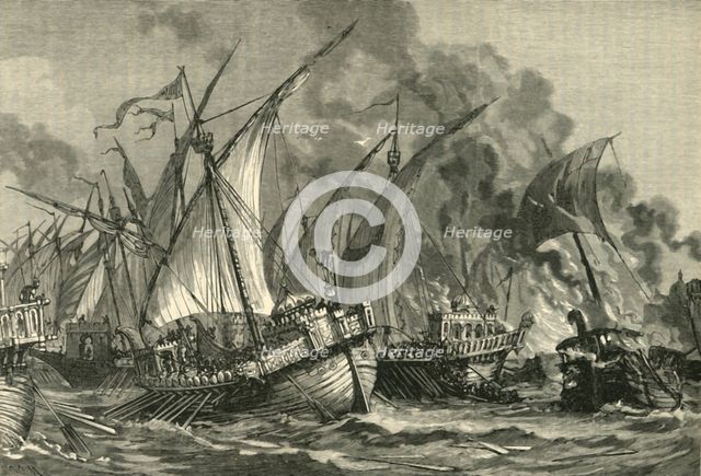 'Defeat of the Saracenic Fleet Before Constantinople', (717-718), 1890.   Creator: Unknown.