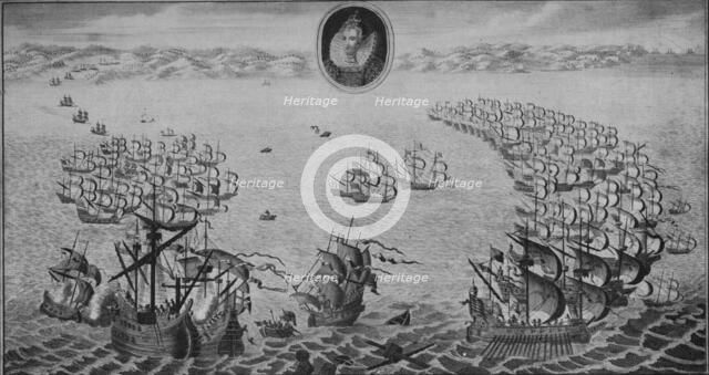 'Defeat of the Spanish Armada', 1745. Artist: Benjamin Cole.