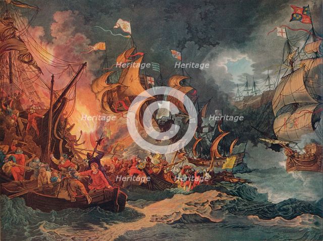 'Defeat of the Spanish Armada', c1797. Artist: Philip James de Loutherbourg.