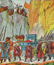 Defeat and retreat of the French troops of Philip II of Burgundy the Daring in the Coll de Pani…
