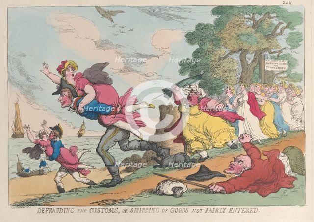 Defrauding the Customs, or Shipping the Goods Not Fairly Entered, March 1, 1815., March 1, 1815. Creator: Thomas Rowlandson.