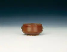 Dehua incense burner with rust-red glaze, late Ming dynasty, China, early 17th century. Creator: Unknown