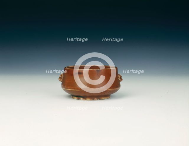 Dehua incense burner with rust-red glaze, late Ming dynasty, China, early 17th century. Creator: Unknown.