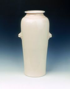 Dehua porcelain vase with lion-head masks, late Ming dynasty, China, 1600-1644. Creator: Unknown