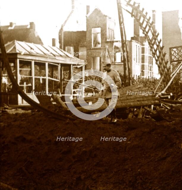 Deinze station, Flanders, Belgium, c1914-c1918. Artist: Unknown.