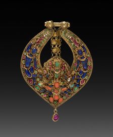 Deity Earring with Vishnu on Garuda (front) and chepu (monster mask) (back), 1600s or 1700s. Creator: Unknown