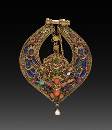 Deity Earring with Vishnu on Garuda (front) and chepu (monster mask) (back), 1600s or 1700s. Creator: Unknown