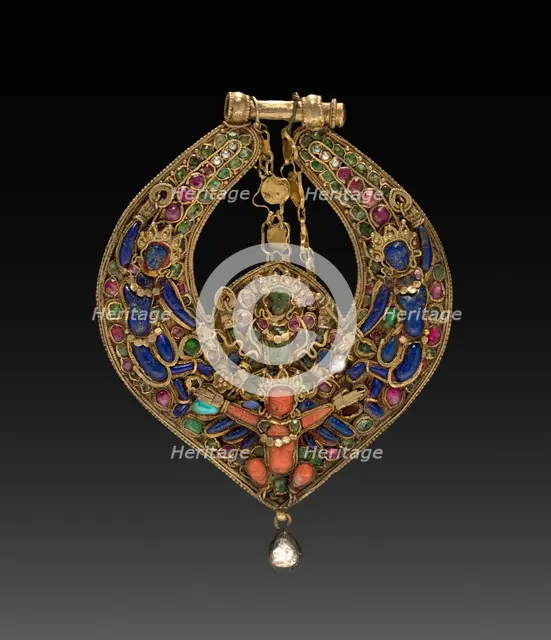 Deity Earring with Vishnu on Garuda (front) and chepu (monster mask) (back), 1600s or 1700s. Creator: Unknown.