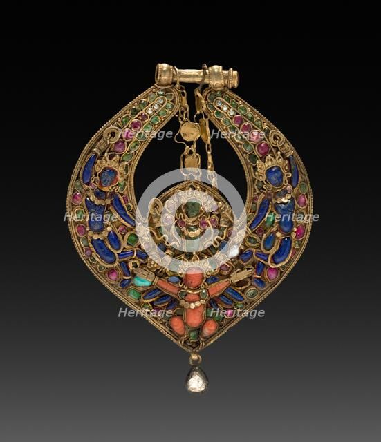 Deity Earring with Vishnu on Garuda (front) and chepu (monster mask) (back), 1600s or 1700s. Creator: Unknown.