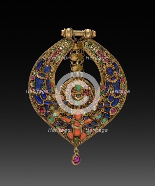 Deity Earring with Vishnu on Garuda (front) and chepu (monster mask) (back), 1600s or 1700s. Creator: Unknown.