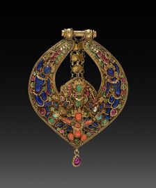 Deity Earring with Vishnu on Garuda (front) and chepu (monster mask) (back), 1600s or 1700s. Creator: Unknown