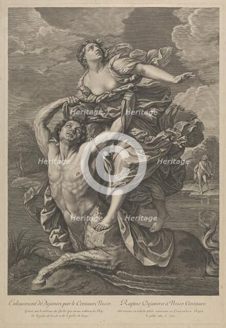 Dejanira being abducted by the centaur Nessos, a man with bow and arrow at right,..., ca. 1800-1850. Creator: Anon.