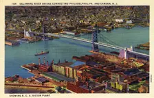 Delaware River Bridge connecting Pennsylvania and New Jersey, USA, 1933
