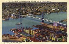 Delaware River Bridge connecting Pennsylvania and New Jersey, USA, 1933