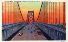 Delaware River Bridge connecting Pennsylvania and New Jersey, USA, 1933