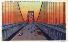 Delaware River Bridge connecting Pennsylvania and New Jersey, USA, 1933