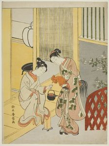Delaying the announcement of dawn, c. 1767/68. Creator: Suzuki Harunobu