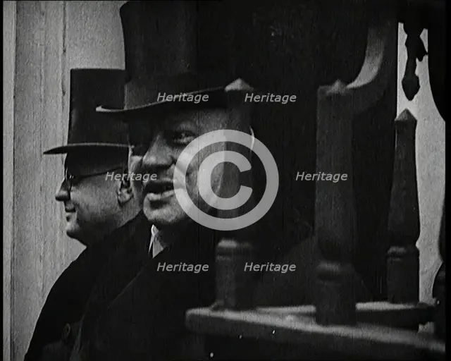 Delegates in Front of 10 Downing Street, 1920s. Creator: British Pathe Ltd.