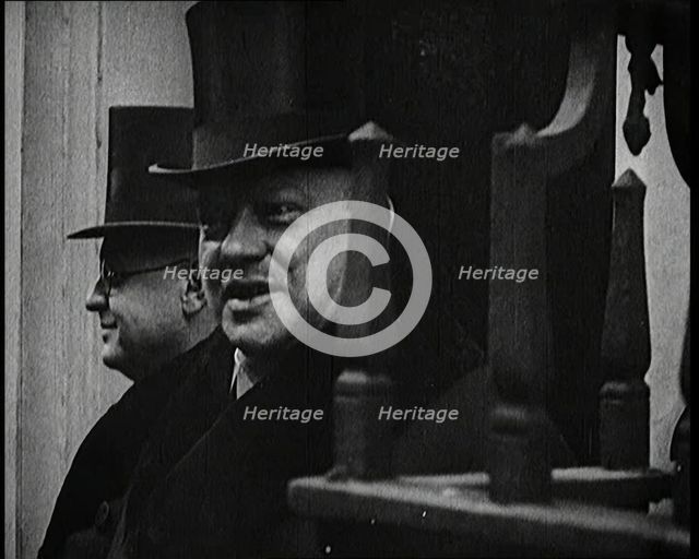 Delegates in Front of 10 Downing Street, 1920s. Creator: British Pathe Ltd.