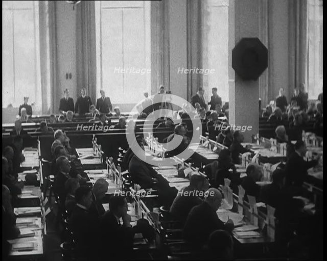Delegates Listening to a Speech at  the Monetary and Economic Conference, 1933. Creator: British Pathe Ltd.