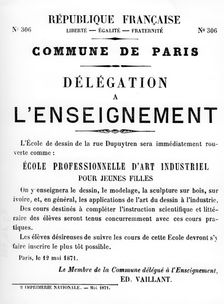 Delegation a L'Enseignement, from French Political posters of the Paris Commune, May 1871