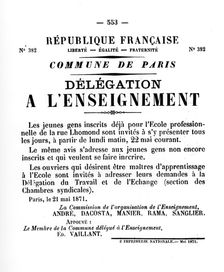 Delegation a L'Enseignement, from French Political posters of the Paris Commune, May 1871