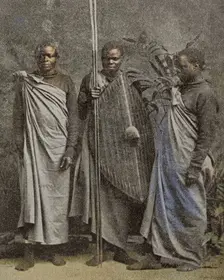 Delegation from Africa sent to England by King Muteesa I of Buganda in 1879. Creator: Andre & Sleigh